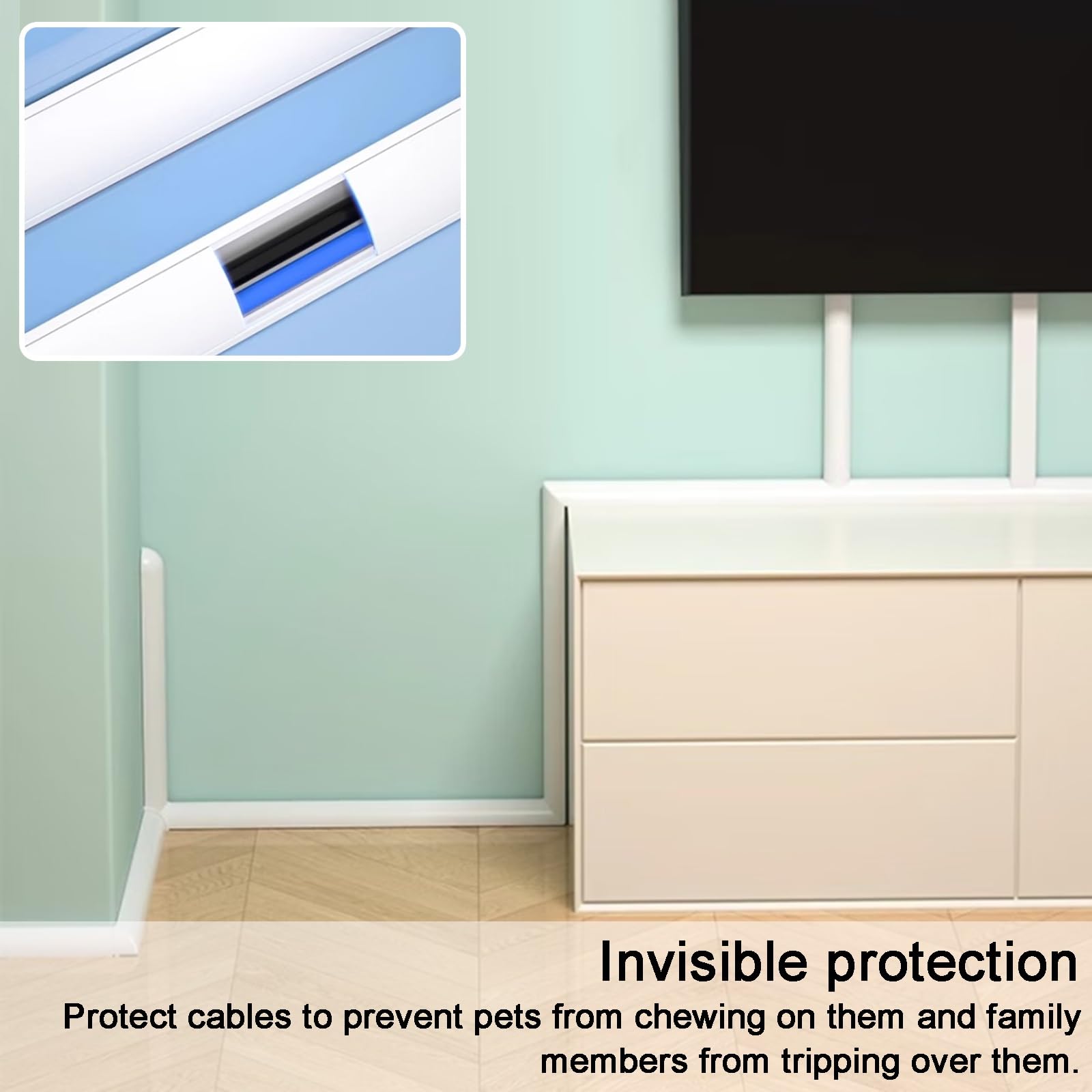 Pasacables Suelo, Canaleta Cables Suelo de PVC, Autoadhesivo, Decoración de Cables Invisible, 100 cm de Largo, para Esquinas de Paredes y Zócalos(Brown,2.4cm/0.9in)
