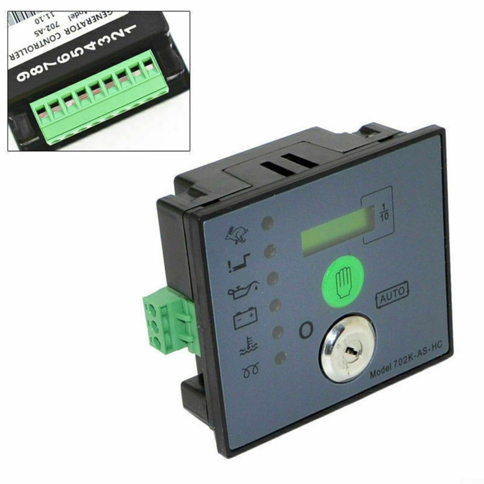 702K-AS-HC Contrôleur de démarrage automatique, module de commande de groupe électrogène DSE702AS avec compteur d'heures LCD, pièce de rechange pour générateur CC 8-35 V