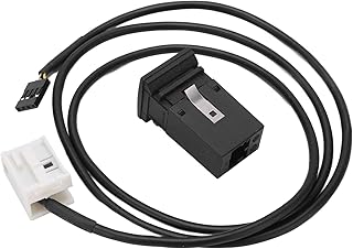 Tomada de entrada auxiliar, resistente à abrasão 5KD 035 724 Adaptador de cabo USB Soquete Transmissão de dados rápida Boa substituição de saída de som para GLI MK5 2006-2010 para carro
