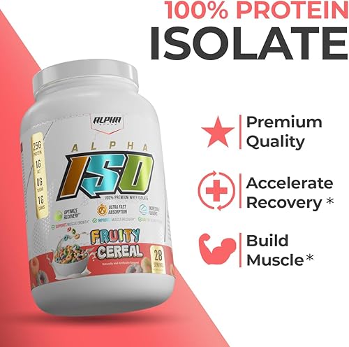 Miniatura 5 de Alpha Supps ISO, polvo aislado de proteína de suero de leche 100% bajo en carbohidratos, 0.88 onzas por porción, ayuda a apoyar el crecimiento