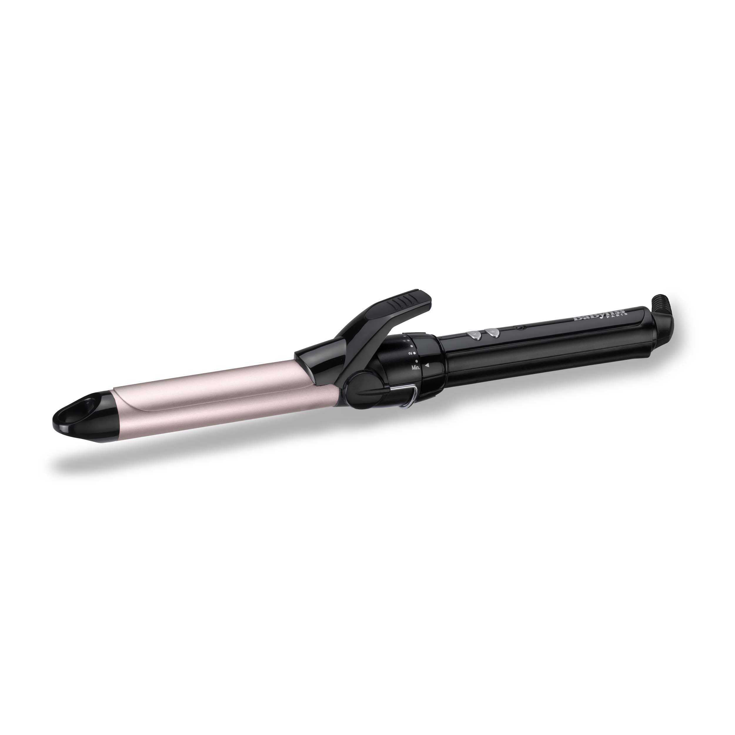 BaByliss C325E Tenacilla de pelo de 25 mm, 10 ajustes de temperatura, moldeador de pelo, cable profesional giratorio, recubrimiento Sublim Touch con punta fría de agarre, Color Negro/ Rosa