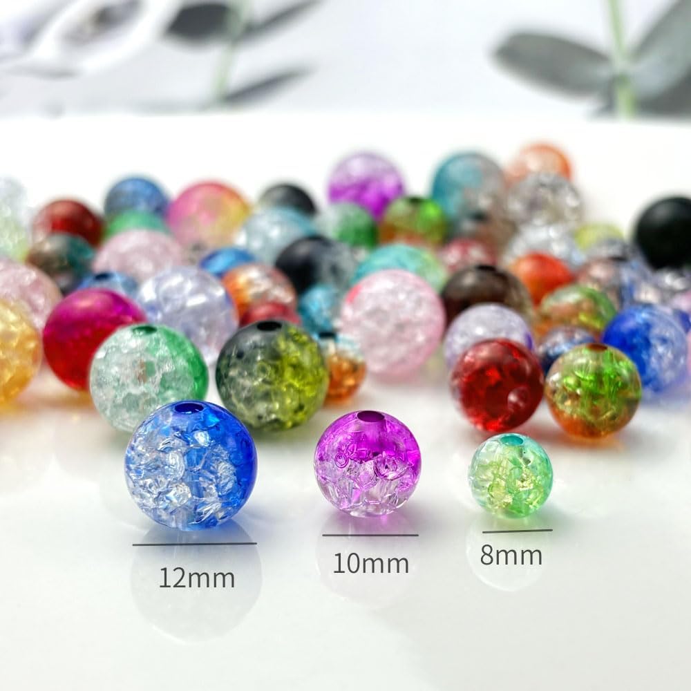 Jmassyang 200 Pieces 10mm Acrylic Crackle Beads Crystal Round Plastic Spacer Bead for DIY Decoration Necklaces Bracelets Earrings Jewelry Making(Light Blue) - Image 4