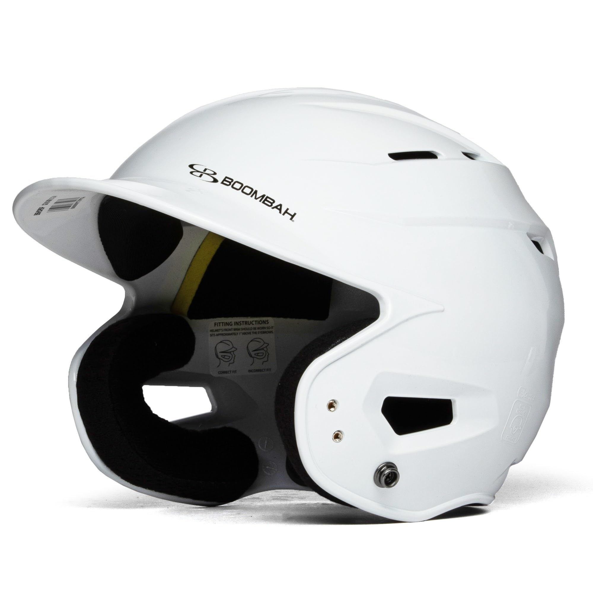 Boombah DEFCON Gloss Solid Batting Helmet Sleek Profile NOSCAE White - Size Senior 7