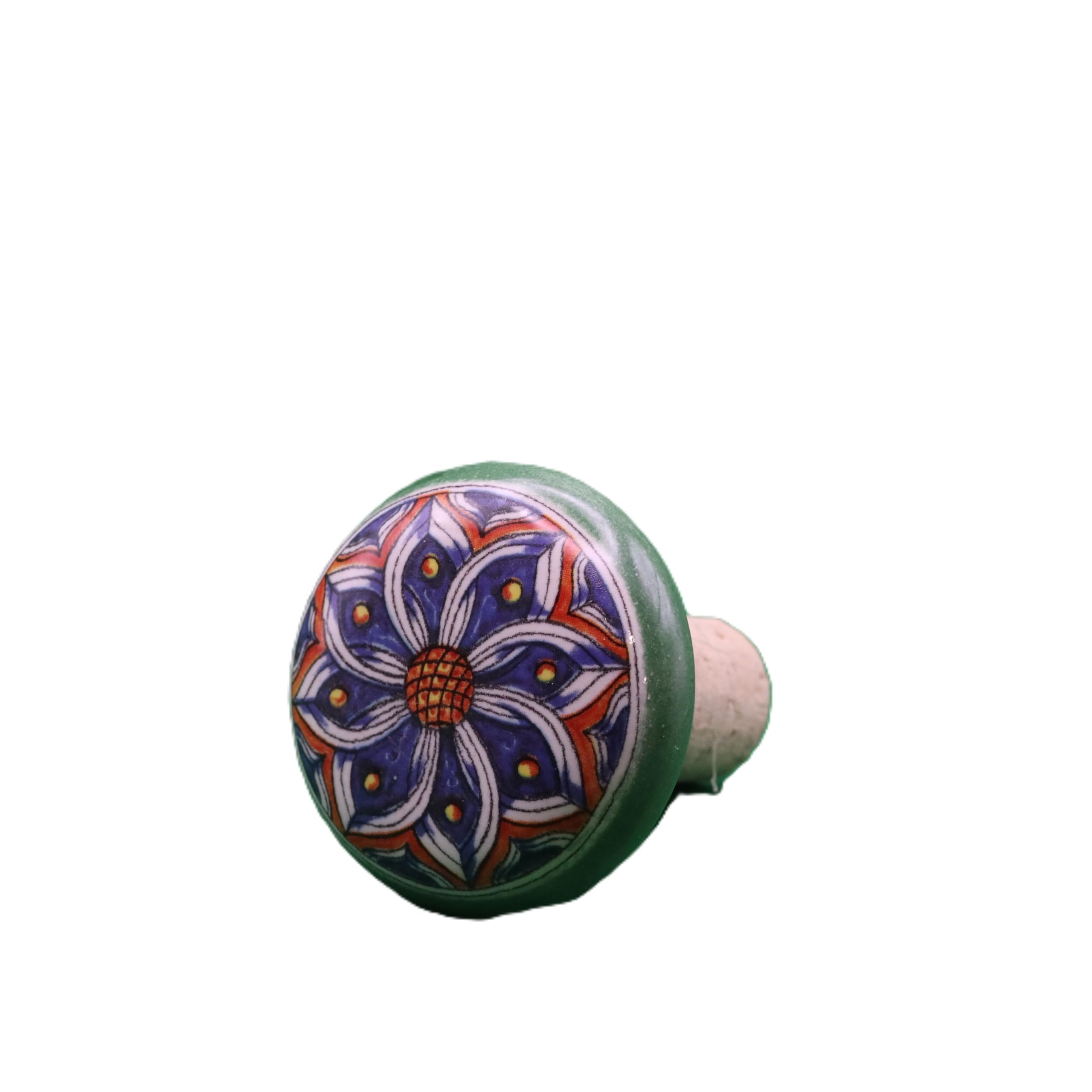 Tappo per Vino e Champagne in Ceramica Artigianale - Decorato a Mano con Limoni o Maioliche - Tappo in Sughero Naturale per Bottiglie - Regalo Gourmet (4, Maioliche (casuale))