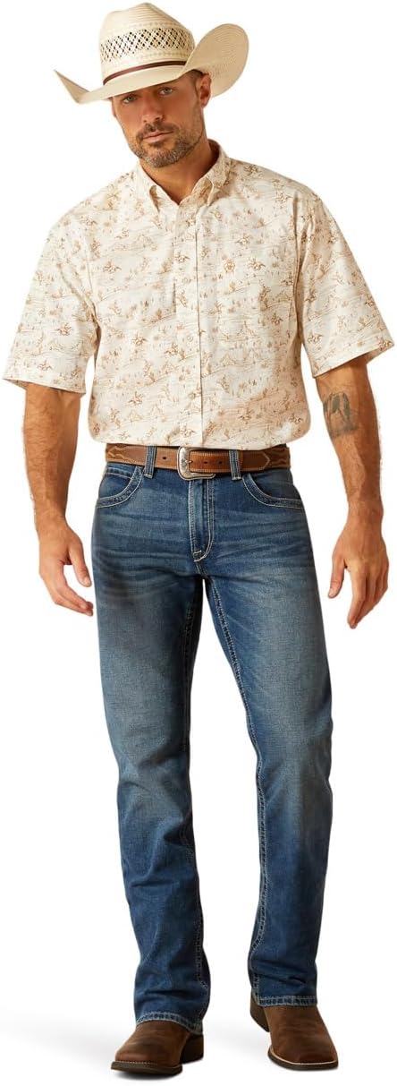 ARIAT Tan Edison Classic Fit Men's Short Sleeve Shirt 10051258 - Image 3