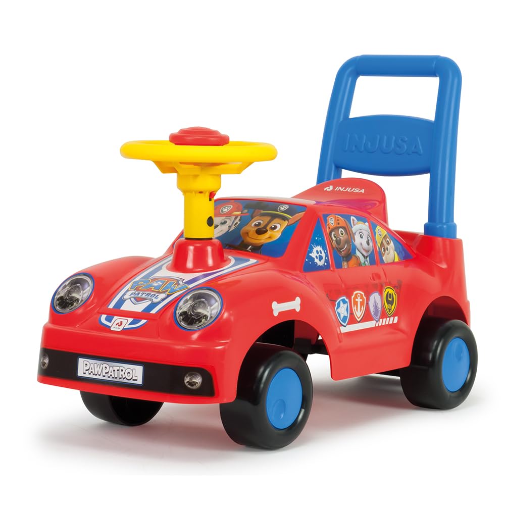 Correpasillos Bebé Patrulla Canina Chase y Marshall +12 Meses con Volante y Claxon – Andador Infantil para Empujar y Montar – Juguete Motricidad Estable, Ergonómico y Ligero – Rojo | INJUSA