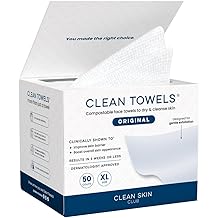 Clean Skin Club Clean Towels XL&reg;, 100% USDA Biobased Face Towel, Disposable Face Towelette, Eczema Association Accepted, Makeup Remover Dry Wipes, Ultra Soft, 1 Pack, 50 Ct