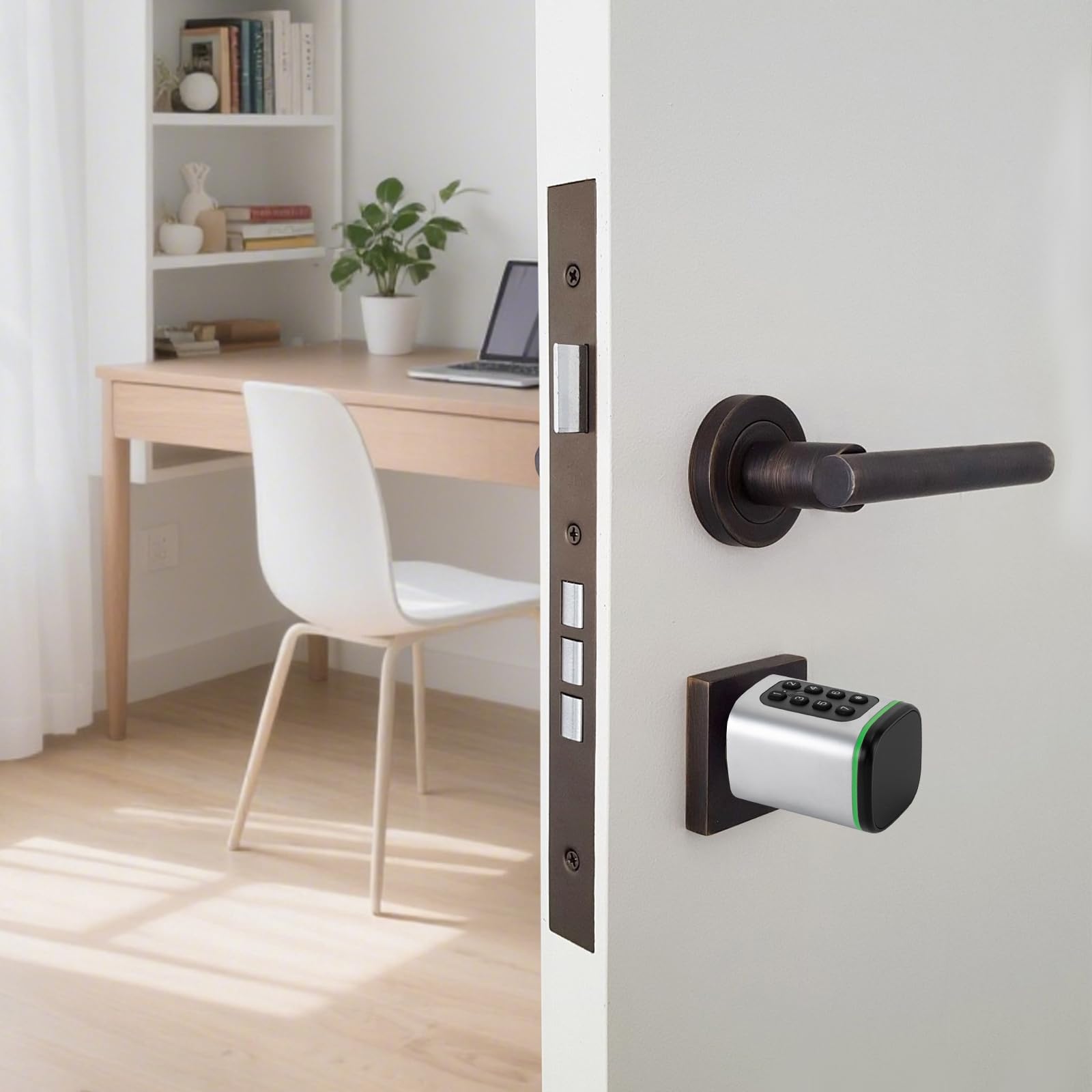 Serratura elettronica per porta, serratura intelligente con app, codice digitale, chiave e chiave, Smart Lock, lunghezza del cilindro regolabile, per porte da 35-45 mm