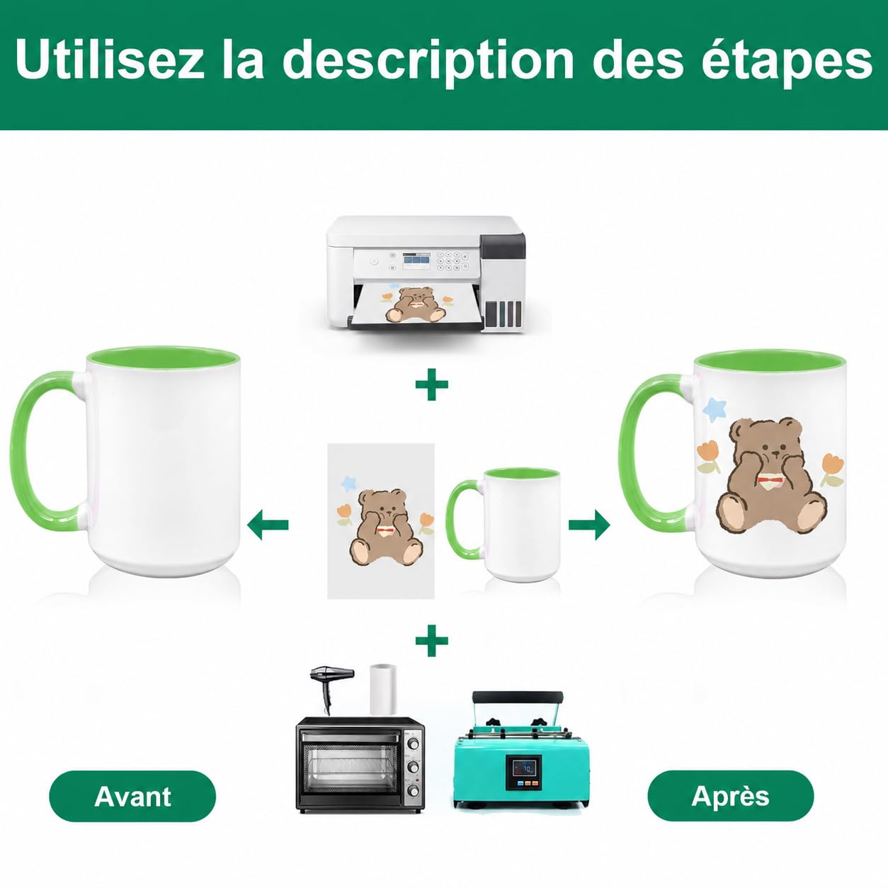 Lot de 12 Mugs Bicolores pour Sublimation, 443 ml/15 oz