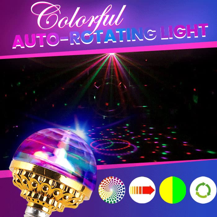Colorful Rotating Magic Ball Light, Amposei Party Lights Disco Ball, Mirror Disco Ball Shape Bulb, Magic Rotating Ball Light Bulb with Sockets for Home Party Music Themed Bar (4PCS Universal Socket)