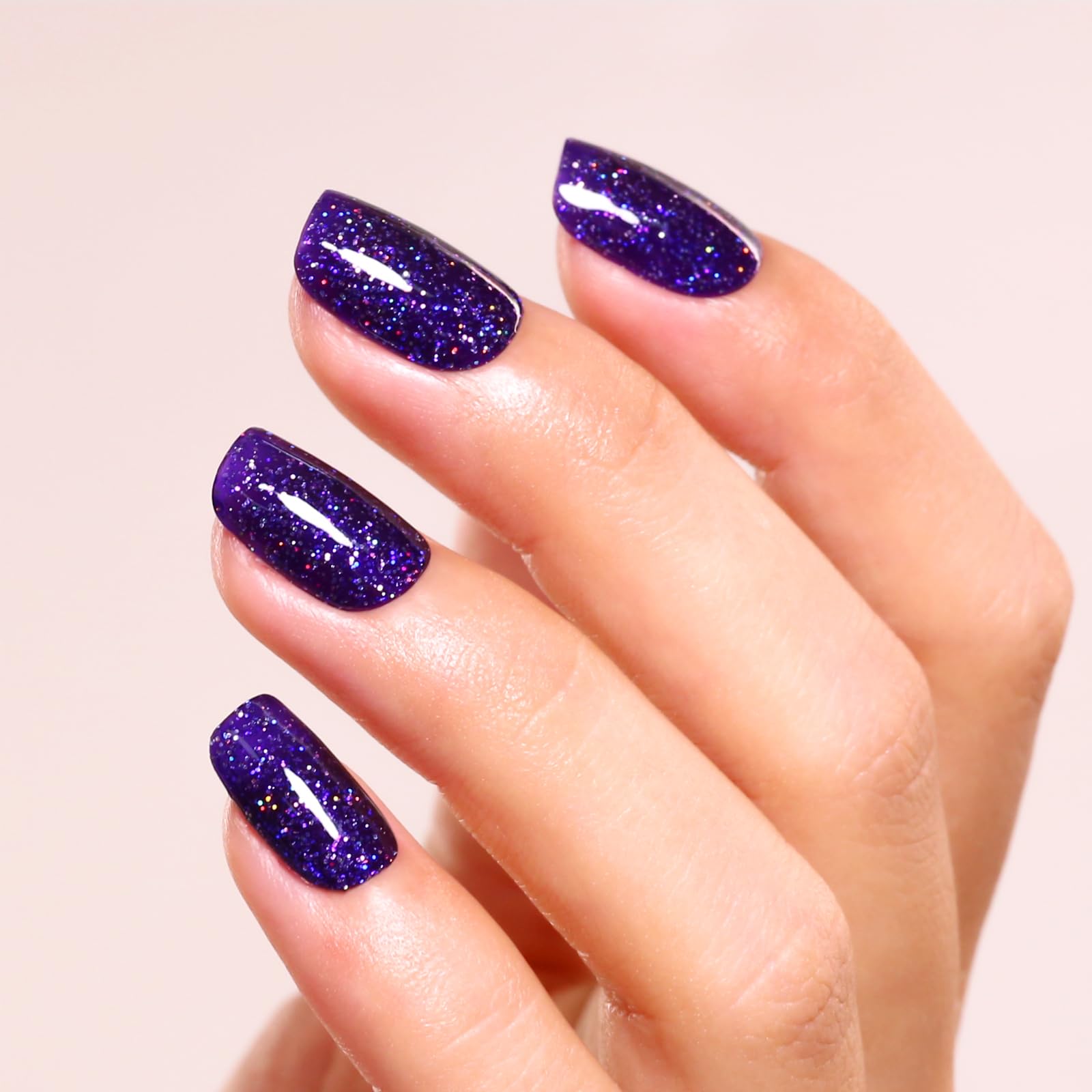 Ozzeal Deep Purple Iridescent Gel Nail Polish - Sparkle Shimmer Rainbow for LED/UV Art Manicure - 15ML — view 4