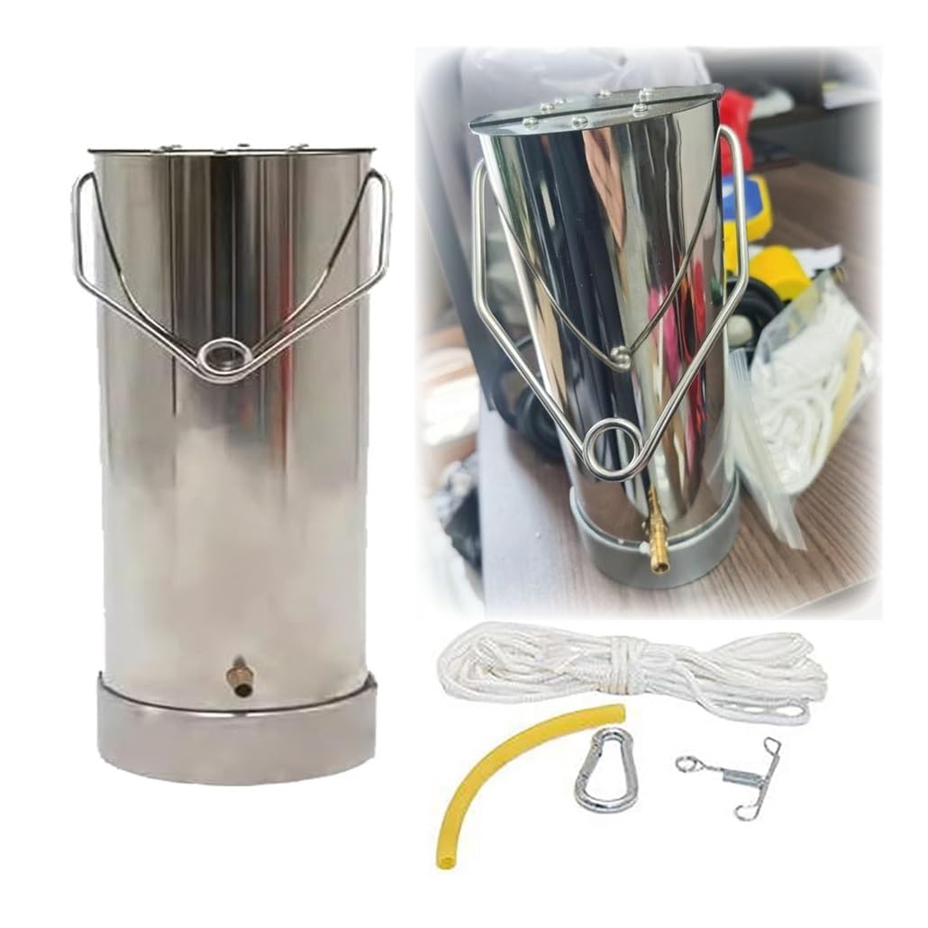 Cucharón de muestreo de agua ajustable con base y asa lastradas, sistema de muestreo agua acero inoxidable gran espesor, vaso precipitados for laboratorios(3L-13x34cm)