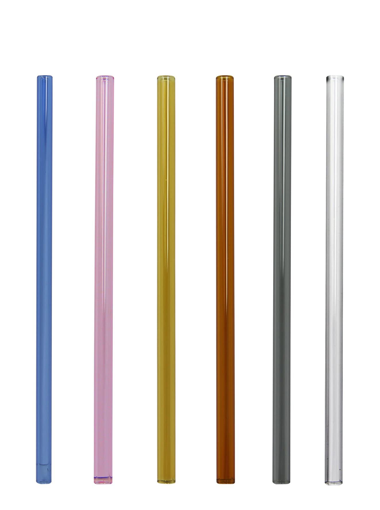 Stölzle Lausitz 4410077S001/6.F Glass Drinking Straws with Cleaning Brush Set of 6 Lead and Cadmium Free Dishwasher Safe