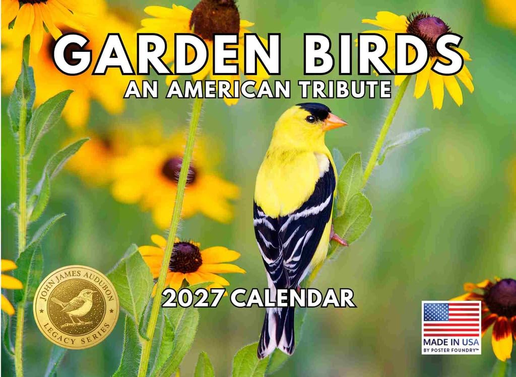 JJ Audubon Tribute Garden Birds Calendar 2027 Bird Monthly Wall Calender 12 Month | American Made In The USA