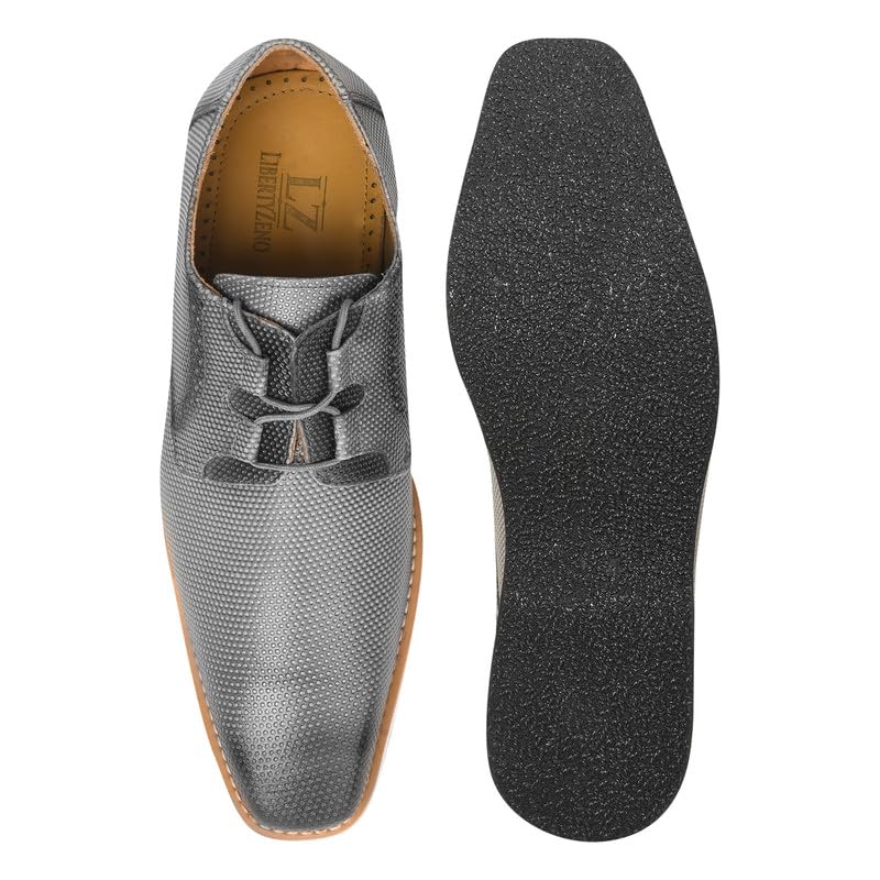 Image of LIBERTYZENO Mens Knitted & Animal Print Genuine Leather Adults Lace Up Oxford Dress Shoes for Easter Gift