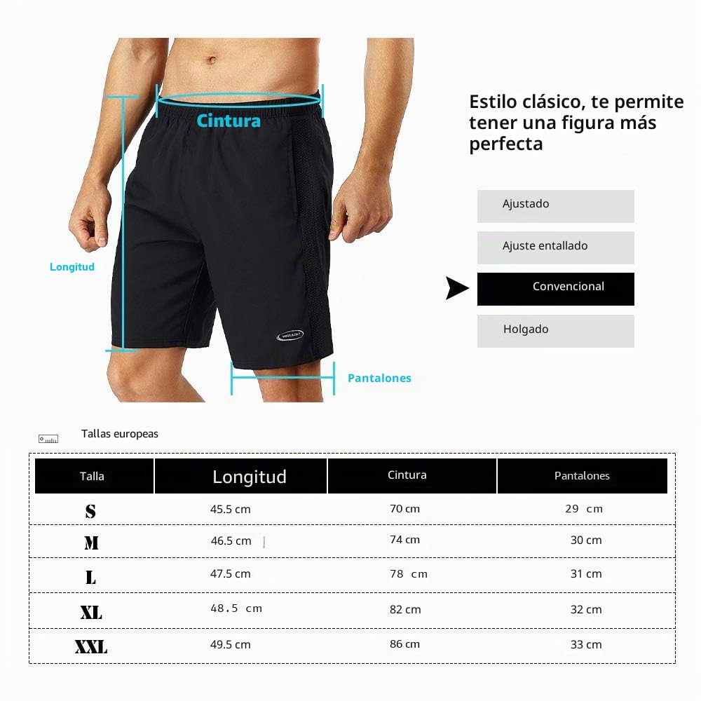 MOBIUSPHY Shorts Deportivos Hombre Running Fitness Gym Negro