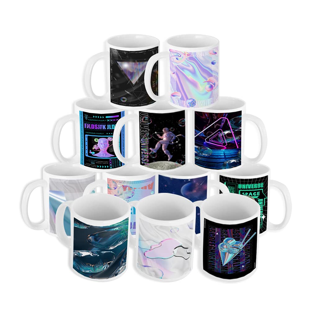 36 x weiße Sublimations-Tassen, 325 ml, großer Griff, Kaffee, blanko, ORCA-Beschichtung, Heißpress-Druckbecher, Tassen mit Box