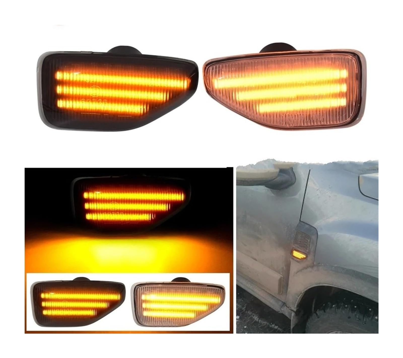 Signal Indicateurs lumières Pour D&acia Pour Duster Pour Sandero II Pour Logan 2 Pour MCV Pour Stepway Feux Position Latéraux Dynamiques À LED Clignotants(Dynamic Crystal)