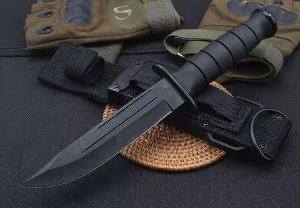 Generico TEERMA JI7 Coltello da caccia, coltello da campeggio - coltello di sopravvivenza a lama fissa forgiata in un pezzo, Per la caccia, la pesca, le avventure di sopravvivenza