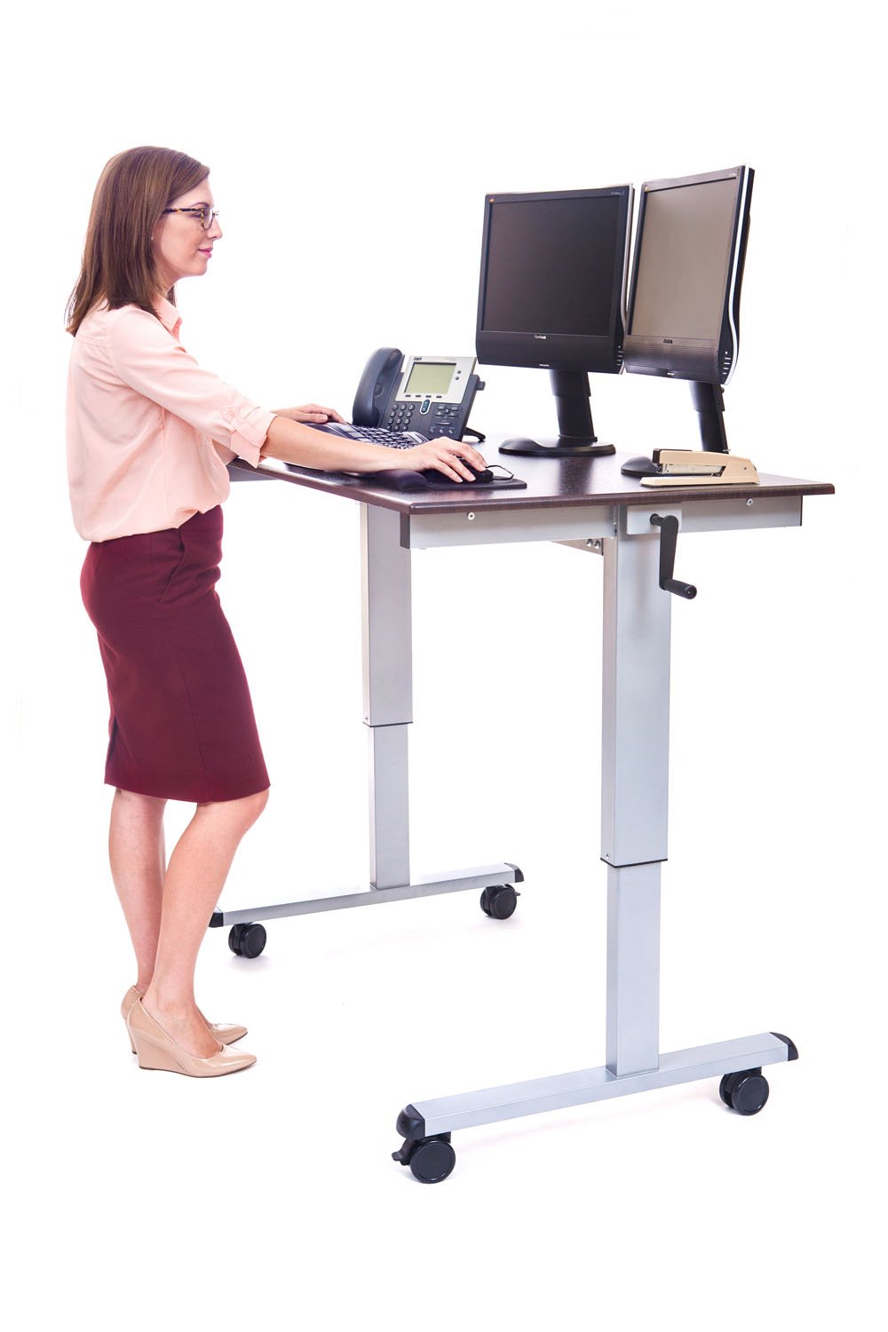 Luxor STANDUP-CF48-DW 48 High Speed Crank Adjustable Stand Up Desk