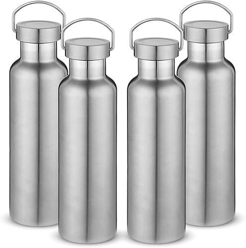 Miniatura 44 de Volhoply Botella de agua aislada de 24 onzas con boca estándar, tapa combinada de plástico y acero inoxidable, botella de agua de 304 18/8 de doble