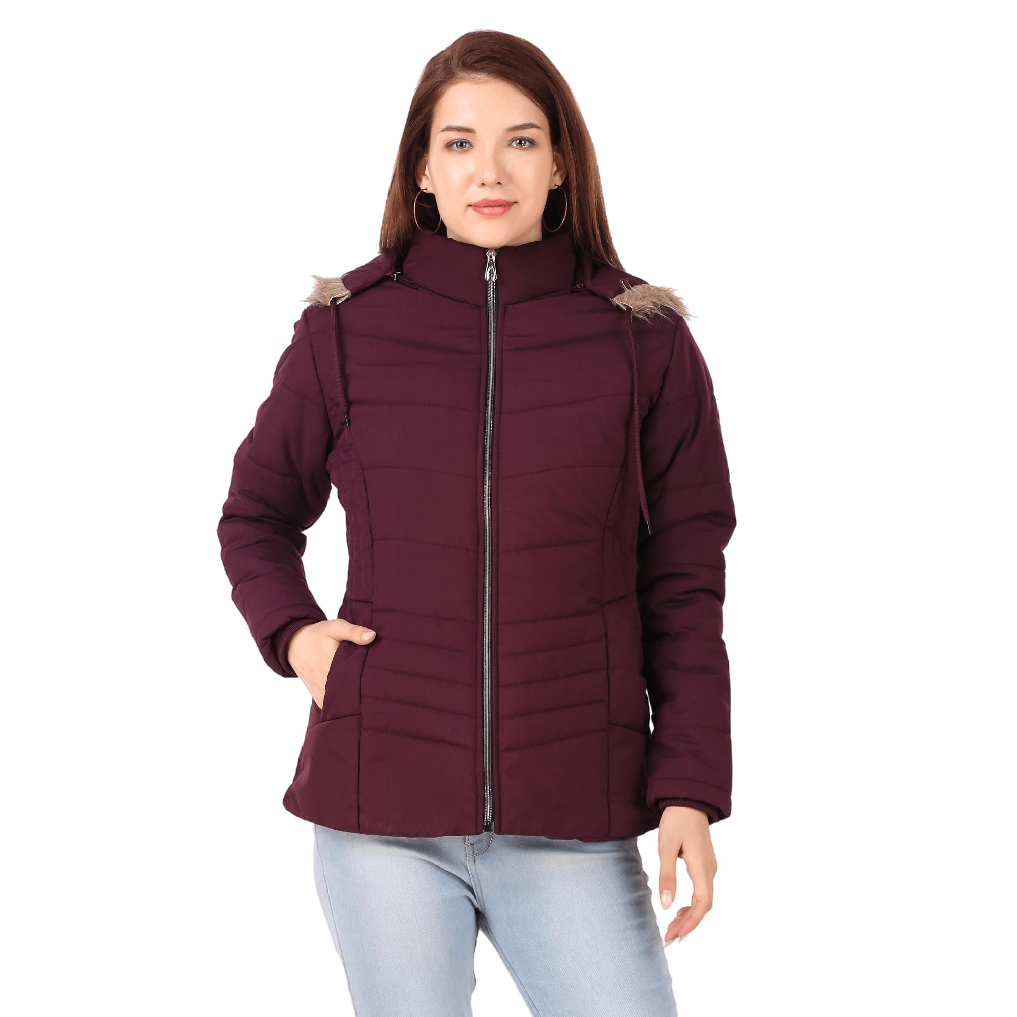 BrazoGirls and Women's Puffer Regular Fit Bomber Jacket For Winter Wear | Hooded Neck | Full Sleeve | Zipper | Casual Jacket For Woman & Girl | Western Stylish Jacket For Women