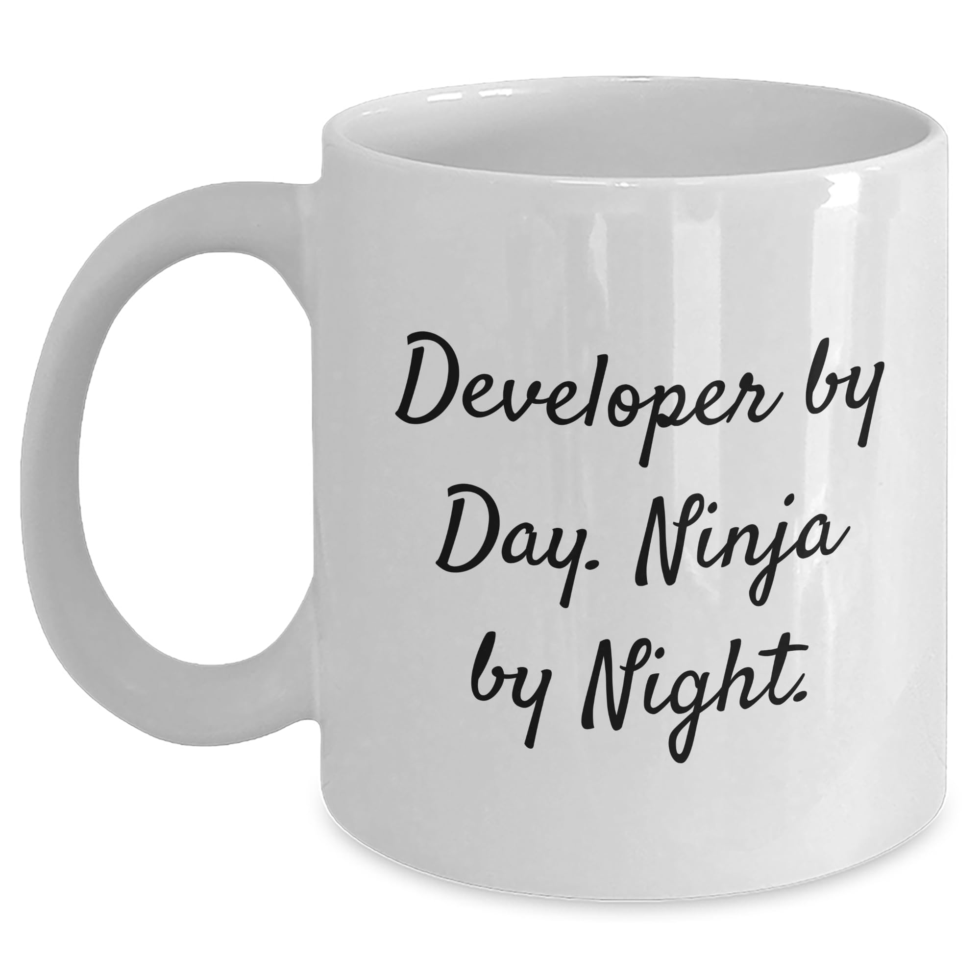 Developer By Day, Ninja By Night Gifts for Friends - Funny White Coffee Mug for Christmas
