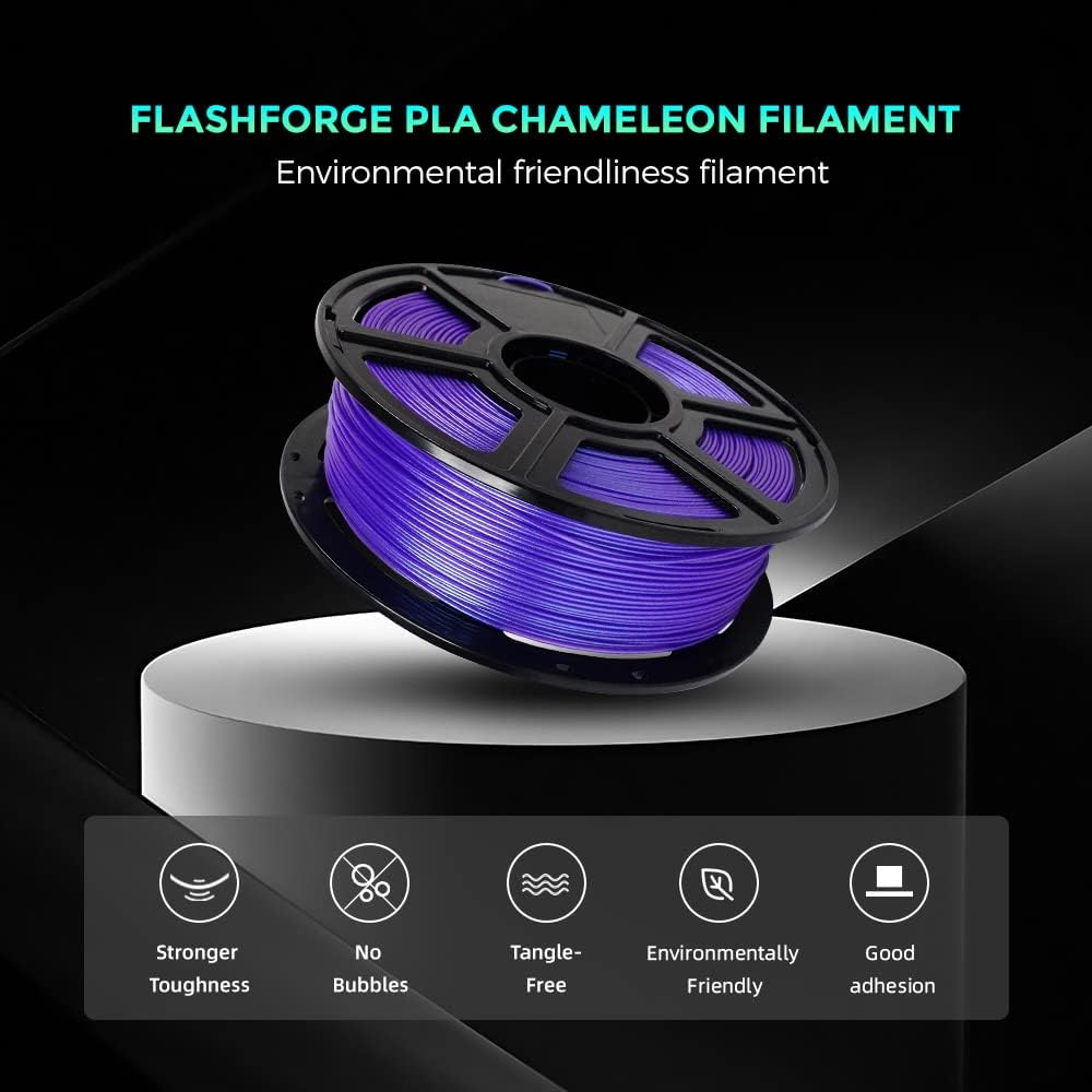FLASHFORGE 3D Printer Filament, PLA Filament 1.75mm, 1KG Spool (2.2lbs), Dimensional Accuracy +/- 0.02mm for FDM 3D Printers, Better Tenacity & No Knotting (Nebula Purple)