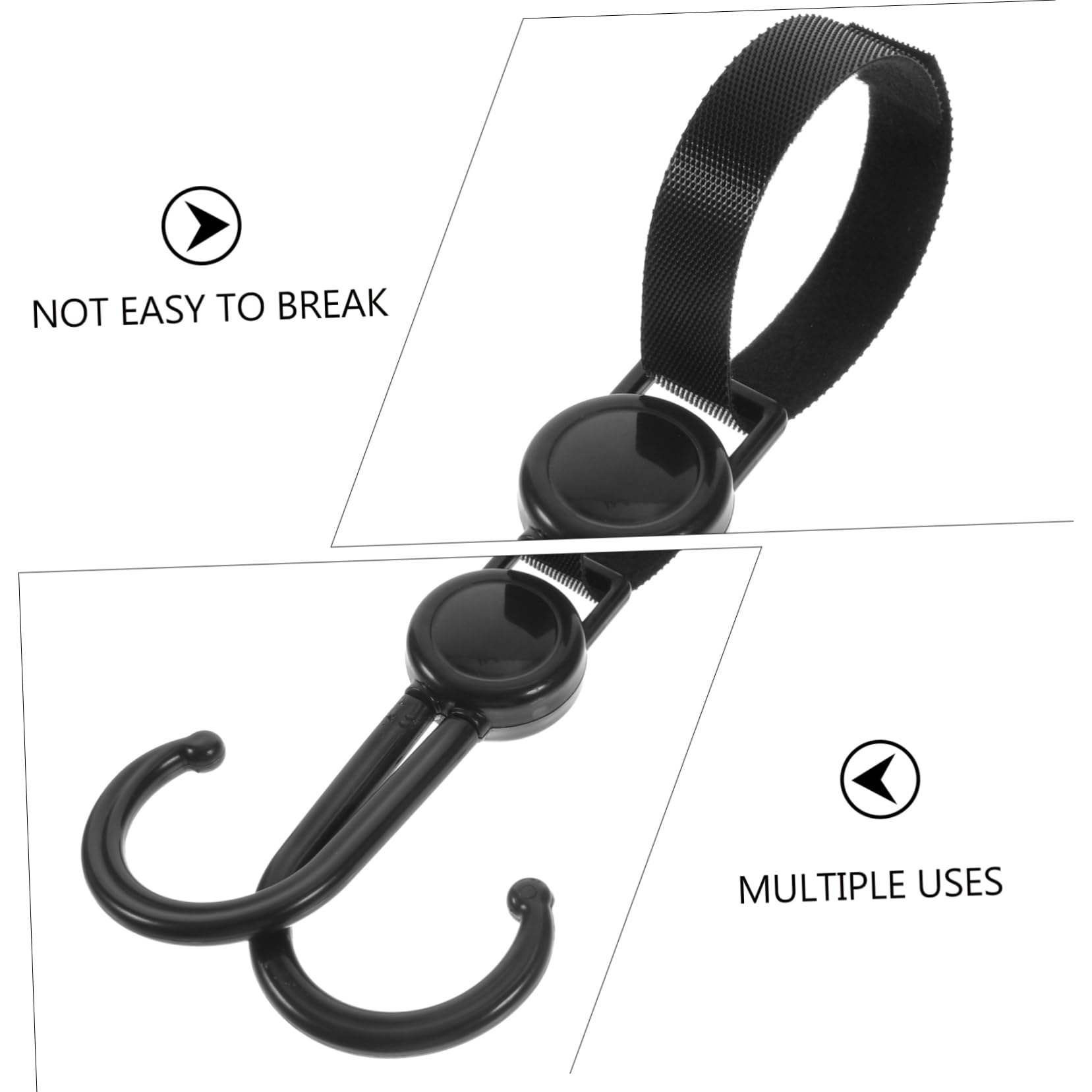 ibasenice Outdoor Stroller Accessory Double Hook Bag Hanging Sturdy for Bags Wheelchair Compatible