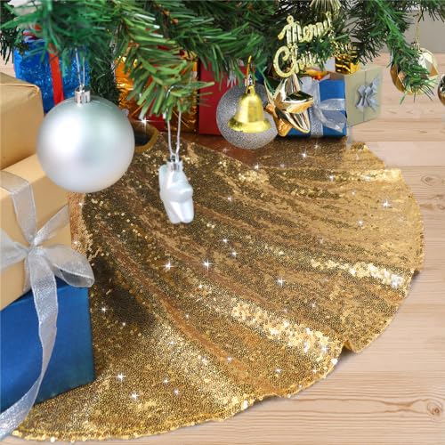 48 Inch Gold Xmas Tree Skirt Christmas Decorations...