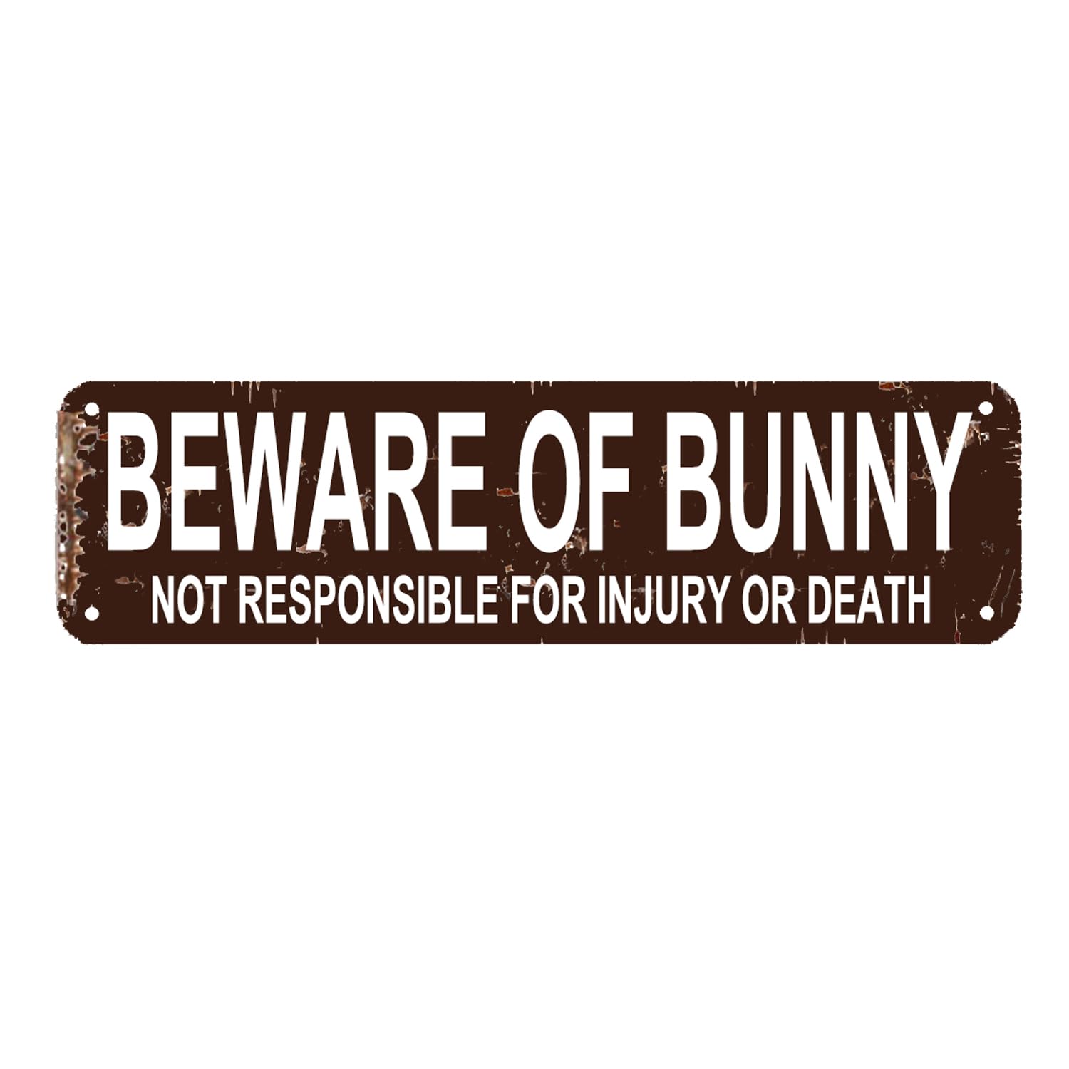 peiyeety Beware of Bunny Vintage Metal Tin Sign | Rustic Pet Wall Decor Retro Art for Home Garage Bar Farmhouse Patio Man Cave Waterproof Durable Decor 4x16 Inch