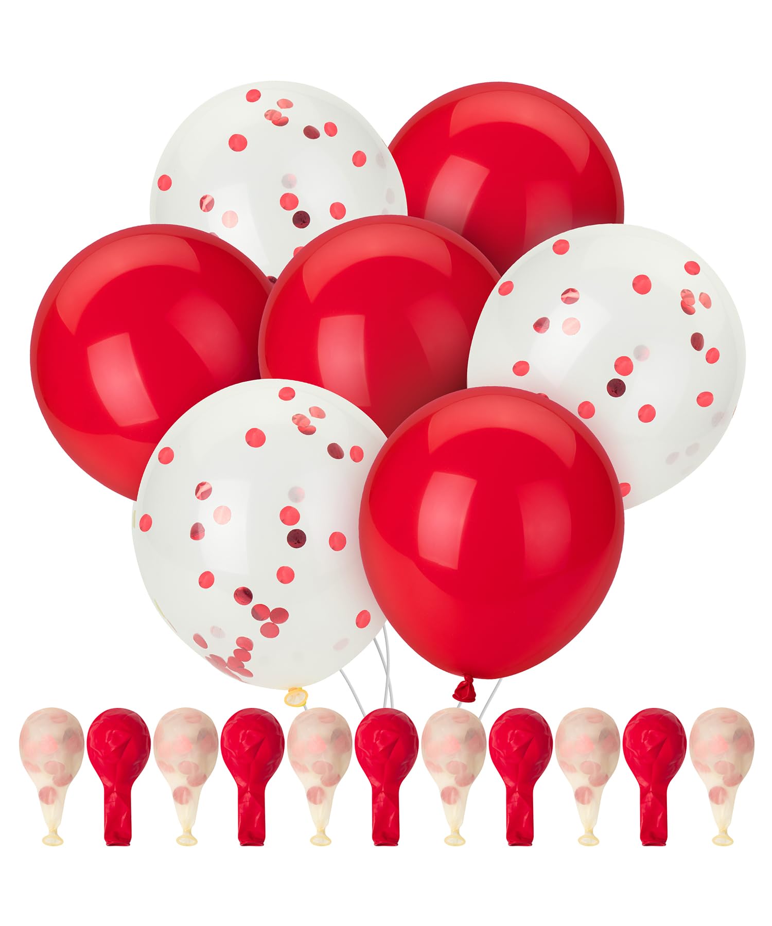 Mr. Pen- Balloons, 12 Inch, 54 Pack, Red & Confetti Balloons for Birthday, Mother's Day