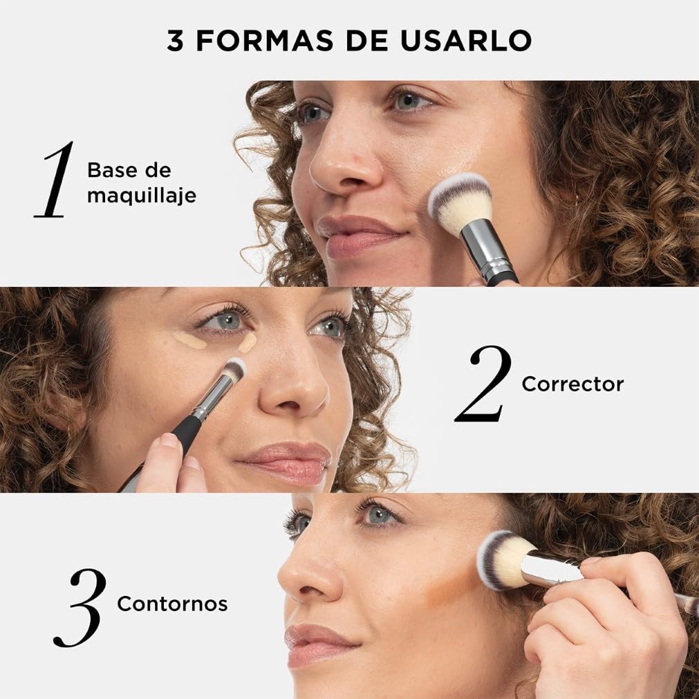 IT Cosmetics, Brocha Dual para Base de Maquillaje y Corrector, Mejor Acabado, Cerdas Resistentes y Ultrasuaves, Heavenly Luxe Complexion Perfection No. 7