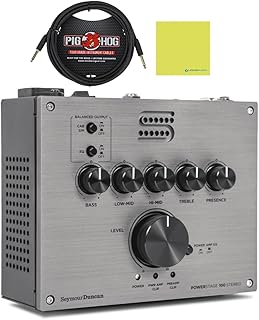 Seymour Duncan PowerStage 100 Stereo Pedalboard Amp Bundle with 10 ft Pig Hog PCH10BK Black Woven Instrument Cable and Liquid Audio Instrument Polishing Cloth - 100 Watt Stereo Guitar Amp Head