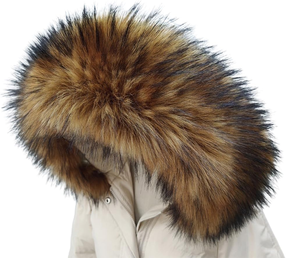 ECYC Ltd Faux Fur Collar Scarf Detachable Faux Fur Hood Trim Replacement Men's Women's Winter Warm Fluffy Furry Collar Neck Warmer Scarf Wrap for Unisex Winter Coat