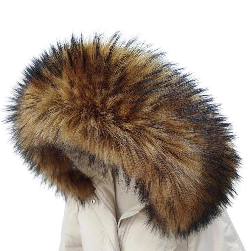 homeemoh Faux Fur Trim for Hood Replacement, Winter Warmer Neck Warmer Wrap Scarf Detachable Collar for Coat Jacket Parka