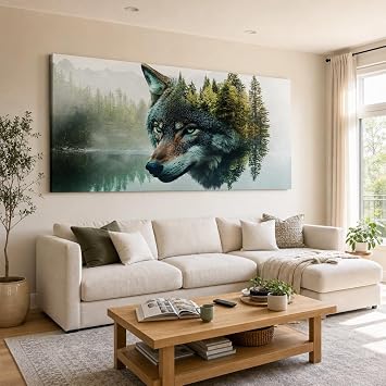 Huaaliunn Canvas Wall Art Wolf, 20"x40" 50CMx100CM