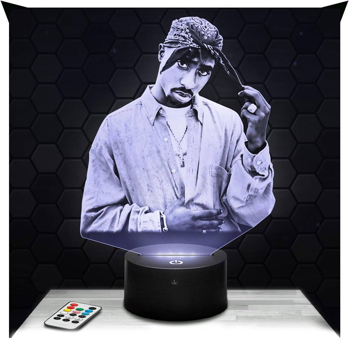 Lampephoto.fr - Tu pac Rapper 3D Lamp Night Light 3D LED Illusion, Christmas Birthday Gift Idea for Boys and Girls Night Light Children's or Adult Bedroom, Gifts Merchandising TOP