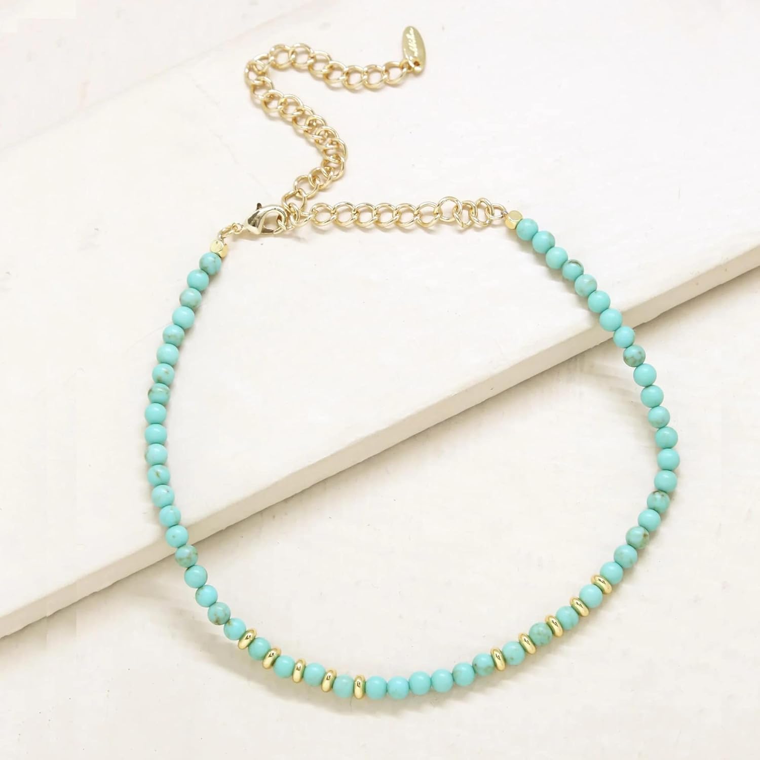 Ettika Still Surprise You Turquoise and Gold Choker Necklace