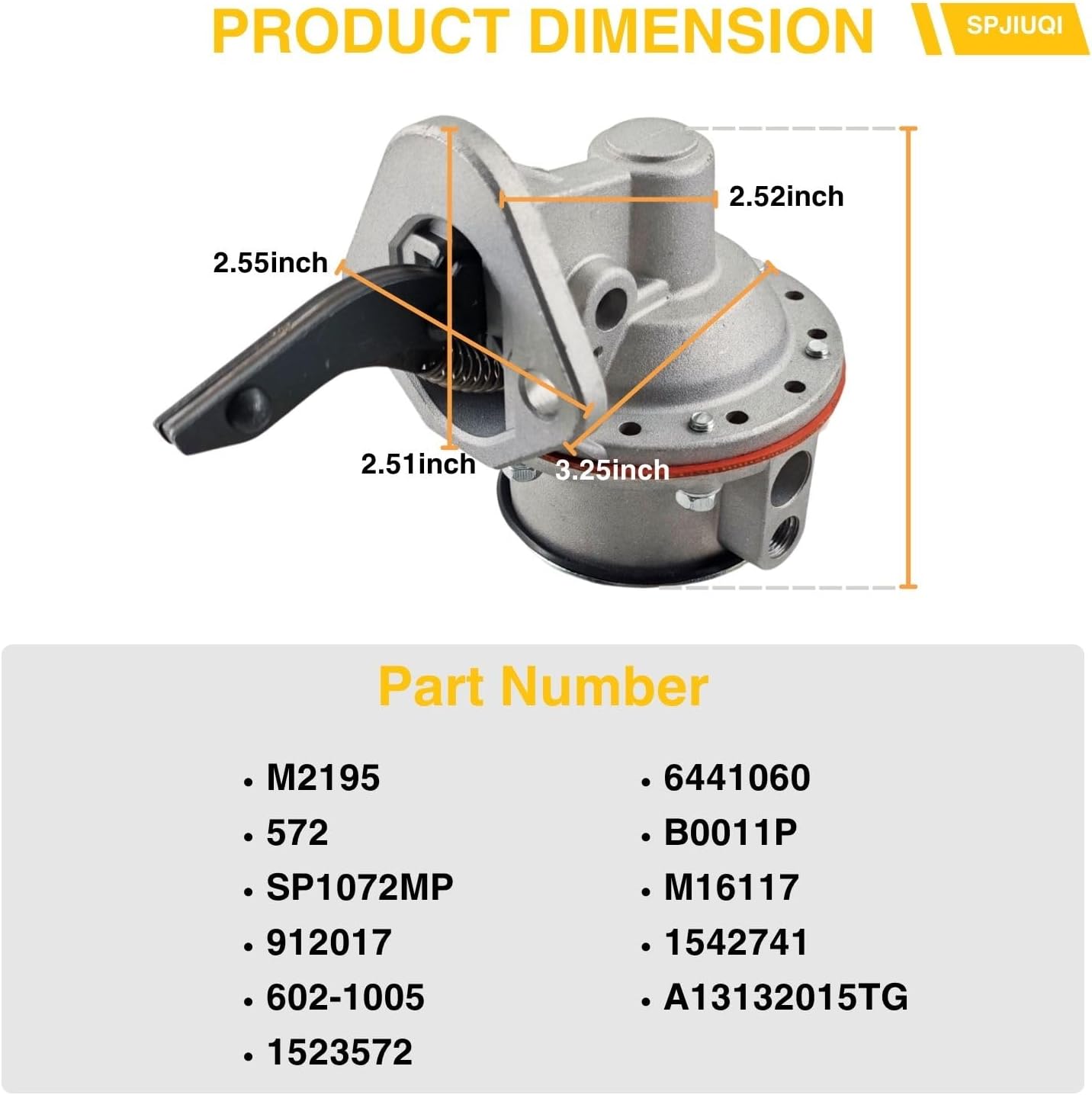 Mechanical Fuel Pump M2195 SP1072MP Fits 1945-1973 Jeep CJ5 CJ5A CJ6 CJ6A Dispatcher Jeepster Commando Willys DJ3/5/6 Utility Wagon 2.2L 134 l4 for Willys Jeep Fuel Pump B0011P 572 1542741