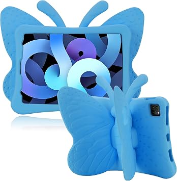 Simicoo iPad Air 4 5 10.9 case iPad Pro 11 2020 2018 Case For Kids 3D Cute Butterfly Case with stand Light EVA Shockproof Rugged Drop Protection full cover Kids case for iPad Air 4 5 Blue