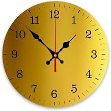 Gold Textured Golden foil Sheet Paper Advertising Campaign Wall Clock Decorative for Living Room Decor Kitchen Bathroom Bedroom Office Silent Outdoor Waterproof Patio Wooden Analog Clock