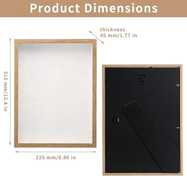 3D Shadow Boxes, Memory Box Frame, Deep Shadow Box Frames for Objects up to 3cm, Picture Frames for Crafts, Photos, Flowers, Artworks, and Memory Display (Wood Color, 8.27x11.7 in)