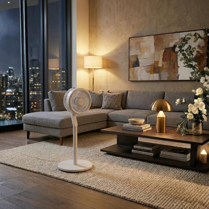 Image of oltao Bora Super Silent Pedestal Fan with Remote, Wide Angle Oscillation, Feather Touch Panel, Long Air Throw & Timer, Adjustable Height 2026