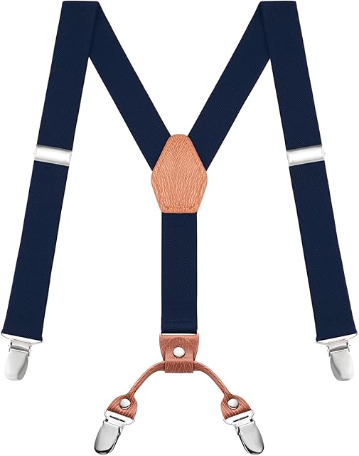 Buyless Fashion Adjustable Suspenders for Kids - 26" Elastic Straps 1" - Leather Y Shape Back - 5151