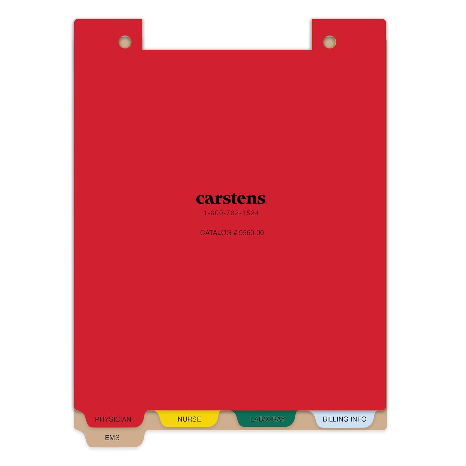 Carstens Heavy Duty Emergency Department Plastic Clipboard Dividers, 5-Tab, Multi-Color, Blank, 8.5 x 11 US Letter, 1 Set