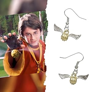 Cinereplicas Harry Potter Golden Snitch Earrings, 1 x 0.8 cm, Official Licence, 1 * 0.8cm, Zinc alloy laiton