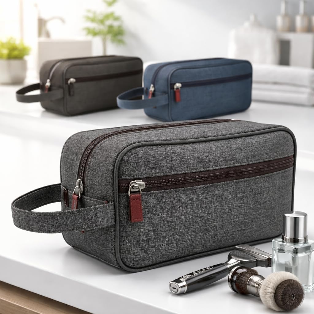 Necessaire Unisex Viagem Organizadora Multiuso - Com Alça Lateral e Bolso Frontal Externo Tecido Oxford Resistente Impermeável Para Higiene Pessoal Academia E Trabalho (Preto)