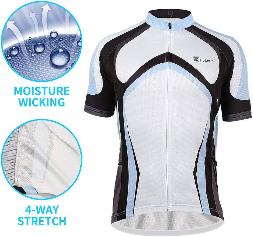 Tiekoun Men's Cycling Jerseys Tops Biking Shirts Short Sleeve Bike Clothing Full Zipper Bicycle Jacket : Clothing, Shoes & Jewelry