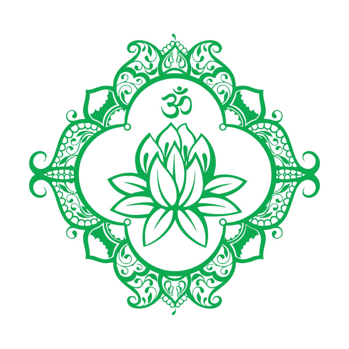 Vinyl Wall Decals Lotus Mandala Ornament Buddhism 54x57.8cm Do not Damage the wall Surface Large Green โ image 1
